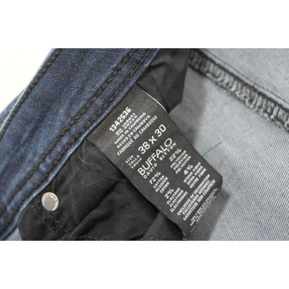 Buffalo David Bitton Axel Buckle Slim Straight Stretch Denim Jeans Mens 38 x 30 - Picture 7 of 8